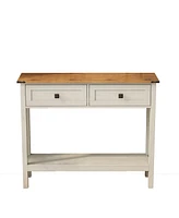 Boyel Living Farmhouse Style Console Table with 2 Drawer and Bottom Storage Shelf for Entryway, Rustic Side Table with Storage Drawer and Shelf for Li