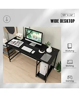 Gouun 55 Inch Computer Desk with 4 Power Outlets and Cpu Stand