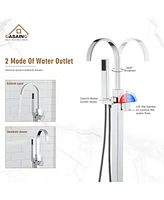 Casainc Single Handle Floor Mounted Freestanding Tub Filler with Diverter and Handheld Shower