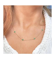 The Lovery Emerald Clover Station Necklace 14K Gold