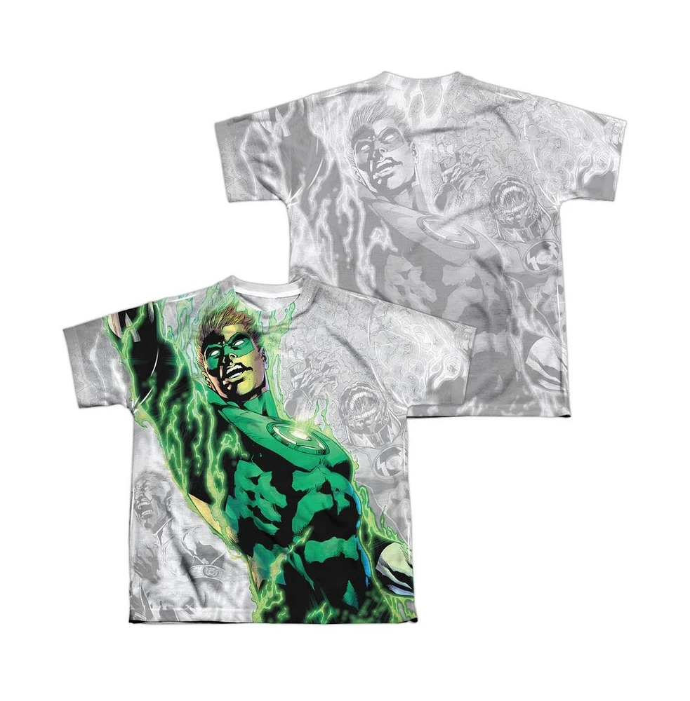 Green Lantern Boys Light Em Up (Front/Back Print) Short Sleeve Poly Crew Tee / T-Shirt