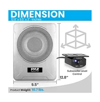 Pyle 8” 600W Slim Active Marine Subwoofer, Low-Profile, Waterproof Design