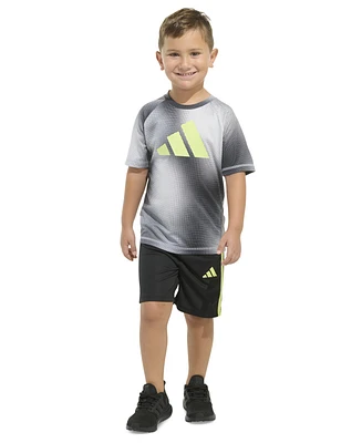 adidas Toddler & Little Boys Short-Sleeve Raglan Printed T-Shirt Shorts, 2 Piece Set