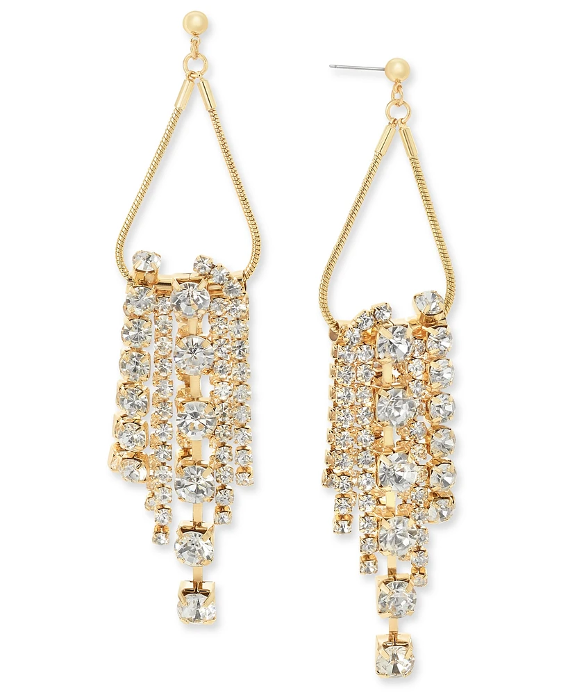 Macy's Gold-Tone Crystal Stone Fringe Drop Earrings