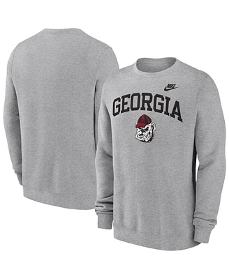 Nike Men's Heather Gray Georgia Bulldogs Legacy Classic Tackle Twill Embroidered Arch Over Logo Pullover Sweatshirt