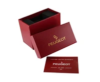 Peugeot Womens Crystal Accented Square Silver-Tone Acrylic Link Watch