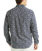 Nautica Men's Long Sleeve Button-Front Leaf Print Shirt