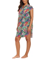 Beyond Control Women's Printed Button-Front Cover-Up Shirt