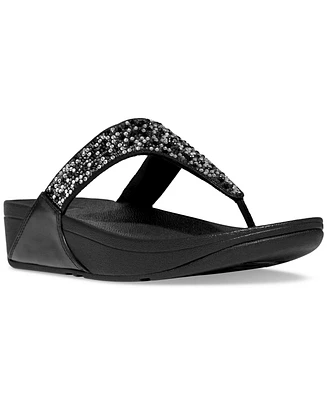 FitFlop Women's Lulu Crystal Mix Toe-Post Wedge Sandals