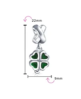 Bling Jewelry Good Luck Celtic Shamrock Dangle Charm Bead in Green Enamel Sterling Silver