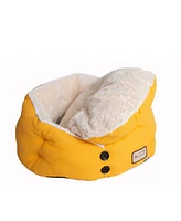 Armarkat Cat Bed C75HMB/Mh Gold Waffle and White - Soft Plush Interior, Bolstered Design, Washable Cushion