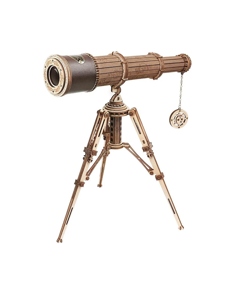 Robotime 3D Wooden Puzzles Diy Monocular Telescope Model Kit, Beige, 13"9.4"12.8"