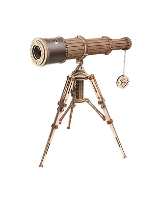 Robotime 3D Wooden Puzzles Diy Monocular Telescope Model Kit, Beige, 13"9.4"12.8"