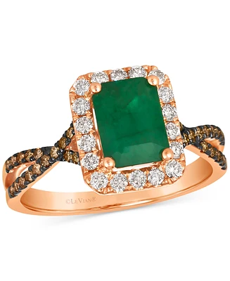 Le Vian New Emerald (1-1/5 ct. t.w.) & Diamond (1/2 ct. t.w.) Halo Twist Ring in 14k Rose Gold