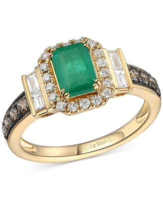 Le Vian Emerald (5/8 ct. t.w.), Vanilla Diamond (1/8 ct. t.w.) & Chocolate Diamond (1/5 ct. t.w.) Ring in 14k Honey Gold