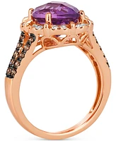 Le Vian Amethyst (3-1/4 ct. t.w.), Nude Diamond (1/4 ct. t.w.) & Chocolate Diamond (1/3 ct. t.w.) Oval Halo Ring in 14k Strawberry Gold