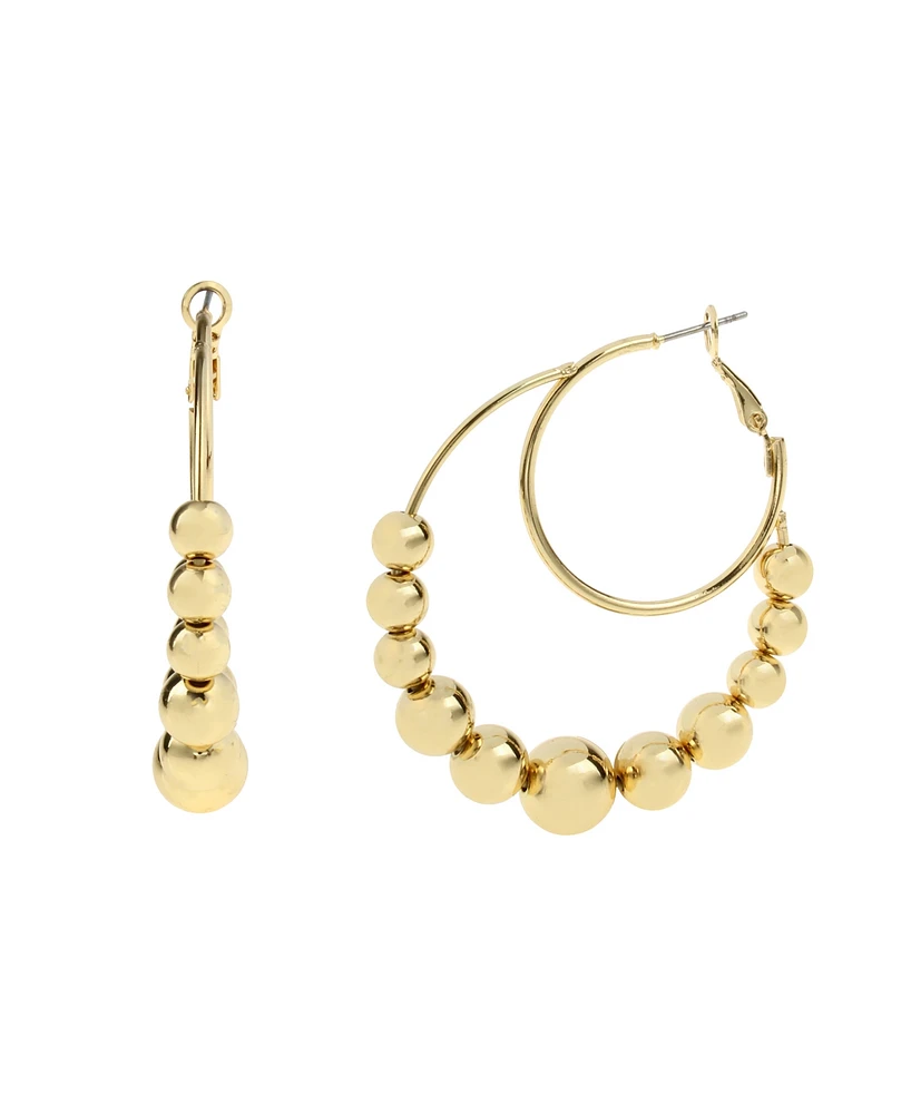 Steve Madden Gold Tone Sphere Double Drop Earrings