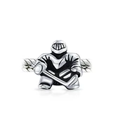 Bling Jewelry Ice Hockey Goalie Sports Team Charm Bead Sterling Silver for European Bracelet