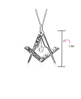 Bling Jewelry Masonic Freemason Compass Pendant Necklace in Oxidized Sterling Silver Chain