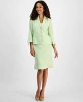 Le Suit Women's Three-Button Tie-Cuff Jacket & Flounce-Hem Skirt