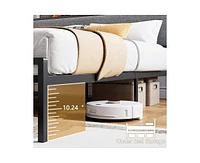gaomon King Size Bed Frame with Charging Station and 2 Storage Drawer, Upholstered Platform Bed with Headboard, Usb Port & Outlets