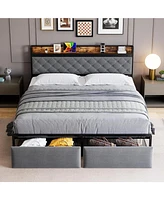 gaomon Bed Frame with Headboard and 2 Drawers