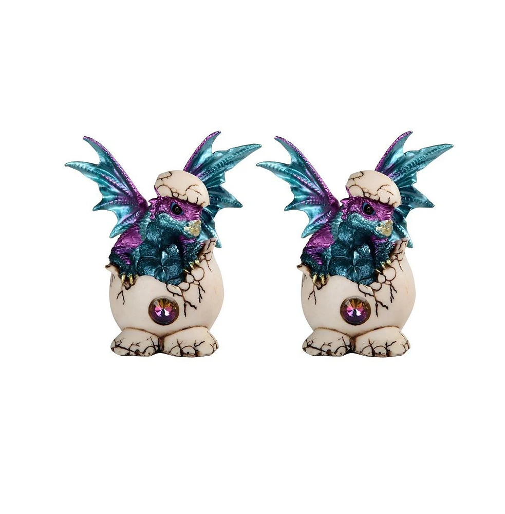 Fc Design "2-pc Set" 5.25"W Blue Dragon Baby Hatchling in Egg Figurine Statue Ornament Home Room Office Decor and Perfect Ideas for Housewarming, Holi