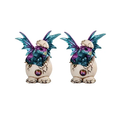 Fc Design "2-pc Set" 5.25"W Blue Dragon Baby Hatchling in Egg Figurine Statue Ornament Home Room Office Decor and Perfect Ideas for Housewarming, Holi