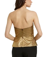 Mac Duggal Women's Metallic Lame Strapless Wrap Top With Bow Detail