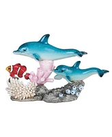 Fc Design "2-pc Set" 8.75"W Dolphins with Clownfish Figurine Statue Ornament Home Room Office Decor and Perfect Ideas for Housewarming, Holidays and B