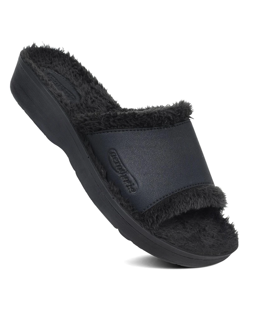Aerothotic - Aspen Fuzzy Strap Ladies Arch Support Slides
