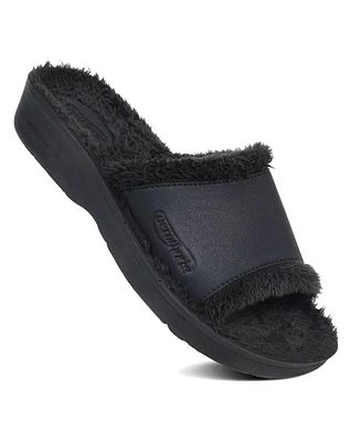 Aerothotic - Aspen Fuzzy Strap Ladies Arch Support Slides