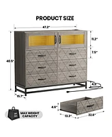gaomon Dresser for Bedroom with Led Lights and Charging Station