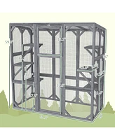 PawHut Catio Outdoor Cat Enclosure for 1-3 Cats, 59" x 28" x 60",