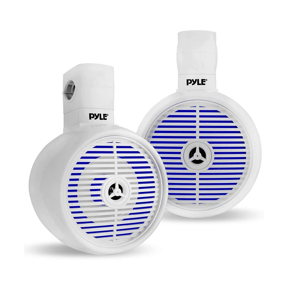 Pyle 6.5'' Marine Wakeboard Speaker System with Built-in Led Lights, 200W, White