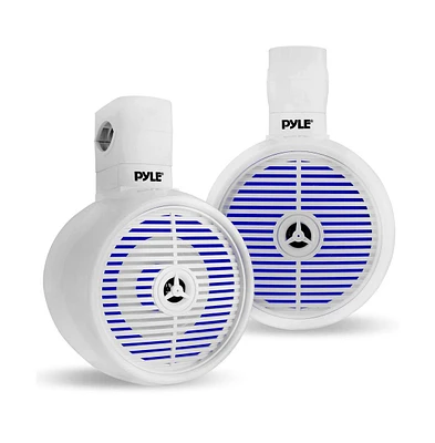 Pyle 6.5'' Marine Wakeboard Speaker System with Built-in Led Lights, 200W, White