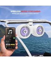 Pyle 6.5'' Marine Bluetooth Wakeboard Speaker System with Led Lights, 200W, White