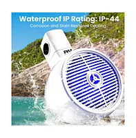 Pyle 6.5'' Marine Bluetooth Wakeboard Speaker System with Led Lights, 200W, White