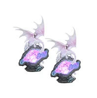 Fc Design "2-pc Set" 8.75"H Silvery Dragon with Led Blue/Purple Faux Crystal Stone Figurine Statue Ornament Home Room Office Decor and Perfect Ideas f