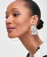 Macy's Silver-Tone Textured Wide Large Hoop Earrings, 2.5"