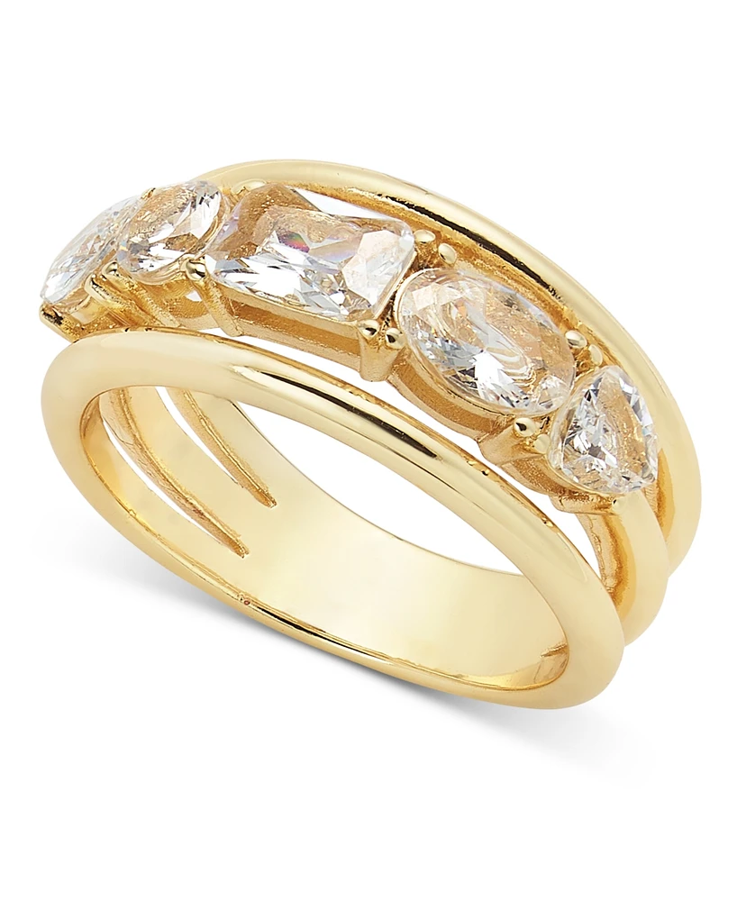 On 34th Gold-Tone Crystal Three Row Ring, Exclusively at Macy's