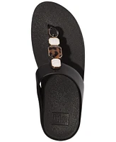 FitFlop Women's Fino Multi-Stone Leather Wedge Sandals