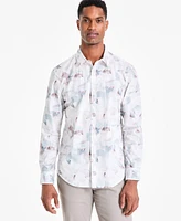 Alfani Men's Regular-Fit Abstract Light Wave-Print Button-Down Shirt, Exclusively at Macy's