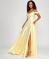 B Darlin Juniors' Sweetheart-Neck Jacquard Gown, Created for Macy's