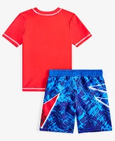 Spider-Man Little Boys Rash Guard & Swim Trunks Swimsuit, 2 Piece Set