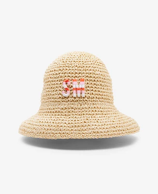 Steve Madden Straw Logo Floppy Bucket Hat