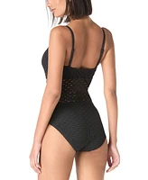 Carmen Marc Valvo Women's Crochet Scoop-Neck One-Piece Swimsuit