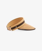 Steve Madden Tory Sport Strip Oversize Straw Visor Hat
