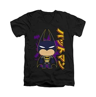 Batman Men's Cute Kanji Short Sleeve Adult V Neck Premium Cotton Tee / T-Shirt