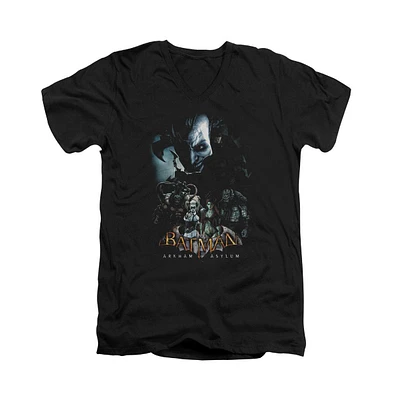 Batman Men's Arkham Asylum Five Against One Short Sleeve Adult V Neck Tee / T-Shirt